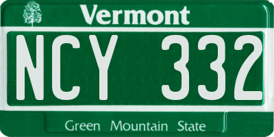VT license plate NCY332