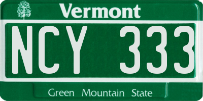 VT license plate NCY333