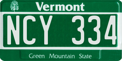 VT license plate NCY334
