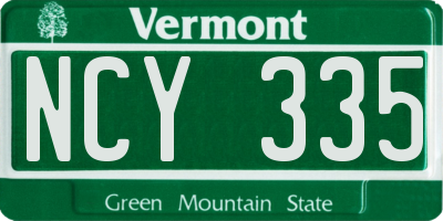 VT license plate NCY335