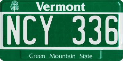 VT license plate NCY336