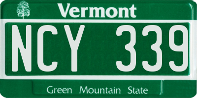 VT license plate NCY339