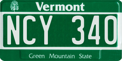 VT license plate NCY340