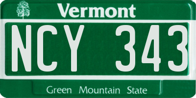 VT license plate NCY343