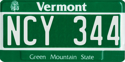 VT license plate NCY344