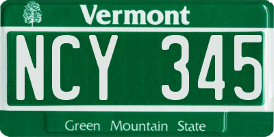 VT license plate NCY345