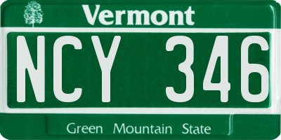 VT license plate NCY346