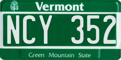 VT license plate NCY352