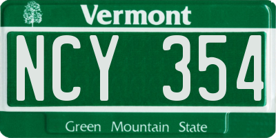 VT license plate NCY354