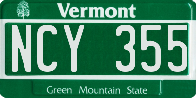 VT license plate NCY355
