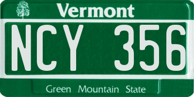 VT license plate NCY356