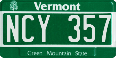 VT license plate NCY357