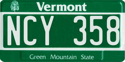 VT license plate NCY358