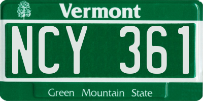 VT license plate NCY361