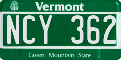 VT license plate NCY362