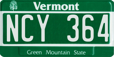 VT license plate NCY364