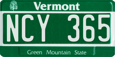 VT license plate NCY365