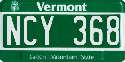 VT license plate NCY368