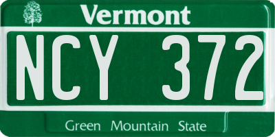 VT license plate NCY372
