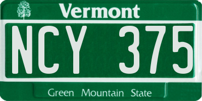VT license plate NCY375