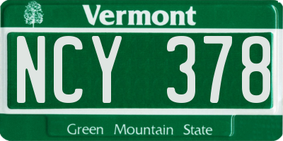 VT license plate NCY378
