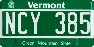 VT license plate NCY385