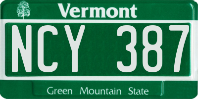 VT license plate NCY387
