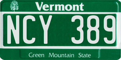 VT license plate NCY389