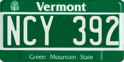 VT license plate NCY392