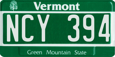 VT license plate NCY394