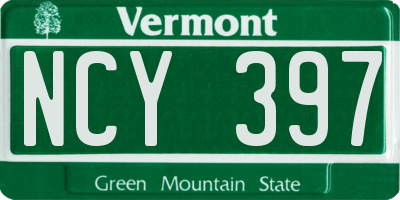 VT license plate NCY397