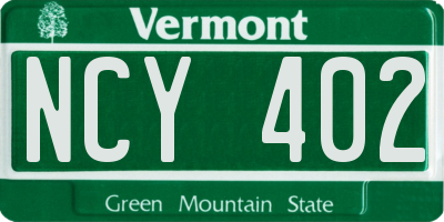 VT license plate NCY402