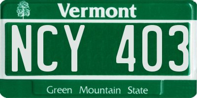 VT license plate NCY403