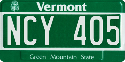 VT license plate NCY405