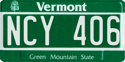 VT license plate NCY406