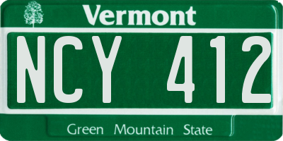 VT license plate NCY412