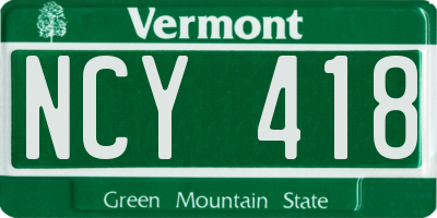 VT license plate NCY418