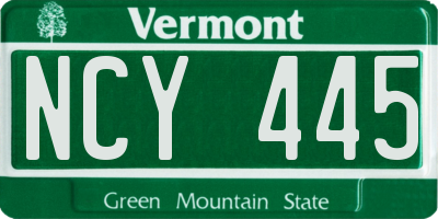 VT license plate NCY445