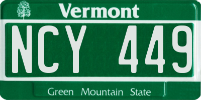 VT license plate NCY449