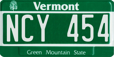 VT license plate NCY454
