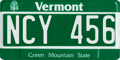 VT license plate NCY456