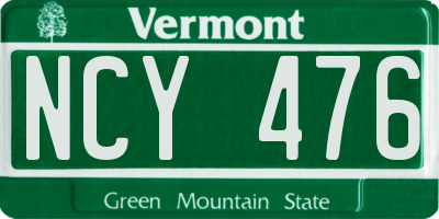 VT license plate NCY476