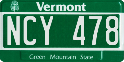 VT license plate NCY478