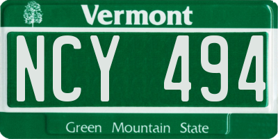 VT license plate NCY494