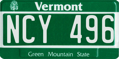 VT license plate NCY496