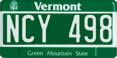 VT license plate NCY498
