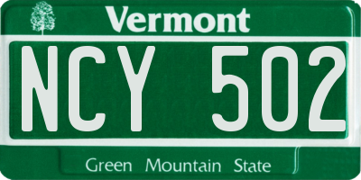 VT license plate NCY502