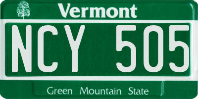 VT license plate NCY505