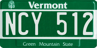 VT license plate NCY512
