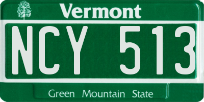 VT license plate NCY513